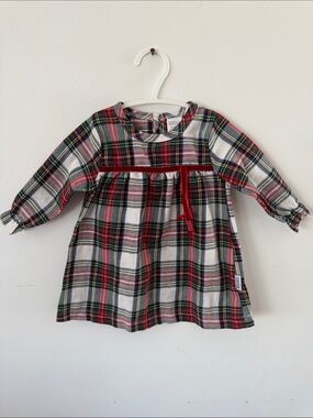 Badgley Mischka Red, Green & Navy Plaid Baby Dress